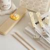 Симпатичная ложка для сыра из нержавеющей стали, вилка, палочки для еды из пшеницы, набор из трех предметов, студенческий детский портативный набор коробок для хранения посуды