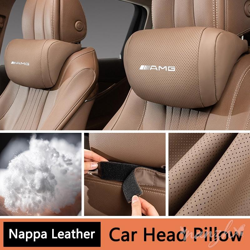 HXA1 New Luxury Nappa Car Headrest For Mercedes Benz AMG GLC W203 W220 W205 W211 W212 W201 W210 Ultra Soft Ergo-Designed Neck Support
