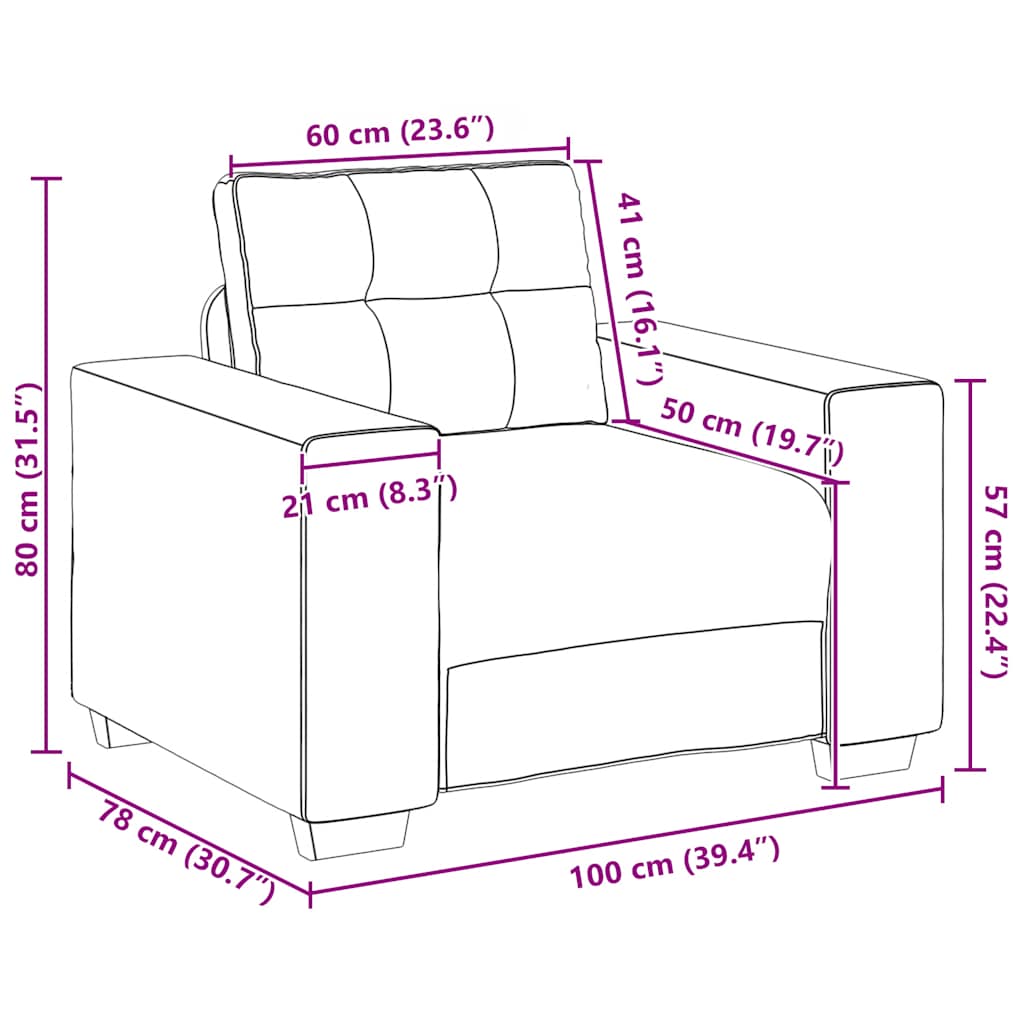 Cream Armchair 100 x 78 x 80 cm Velvet