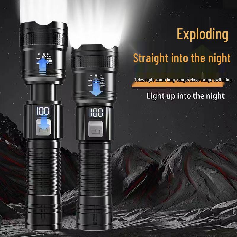 Multi-functional Rechargeable Long-Range Flashlight with Laser Cannon and Extended Battery Life