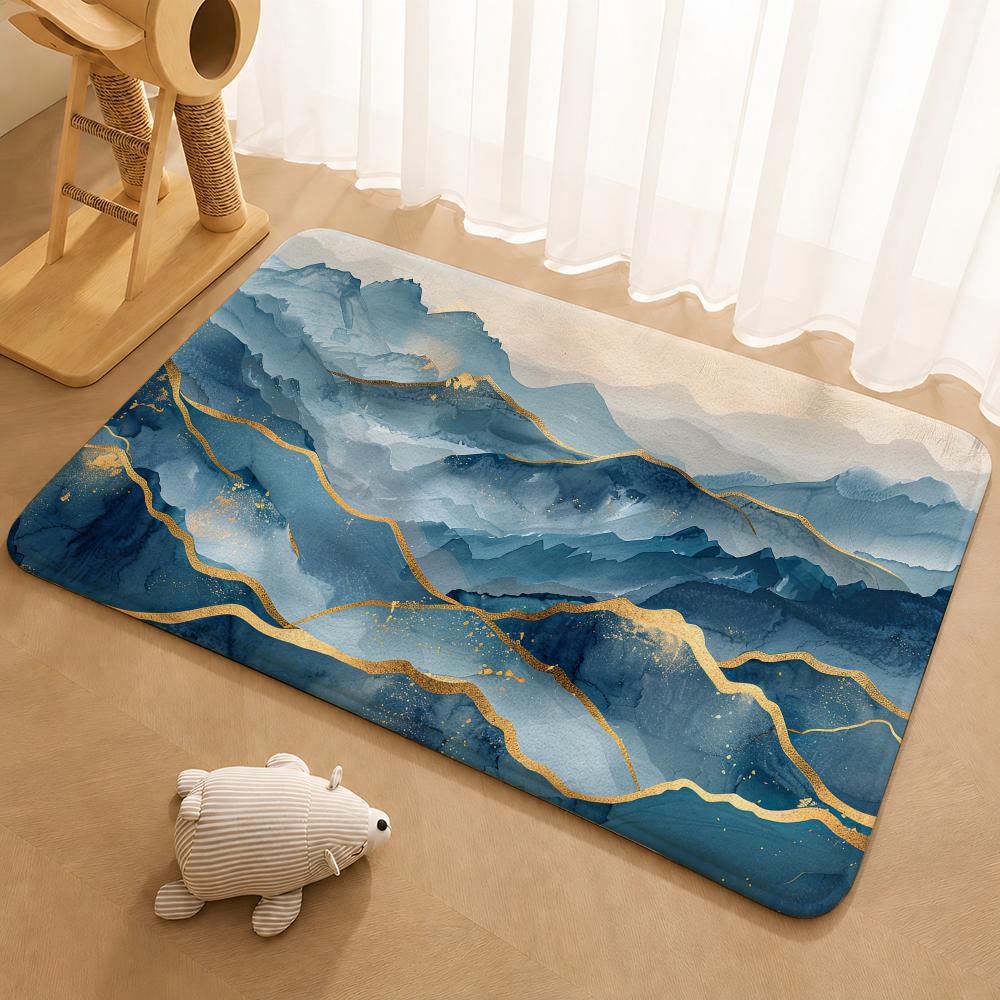 Mountain Land Floor Mat Floor Mat Soft Flannel Non-Slip Door Rug for Living Room