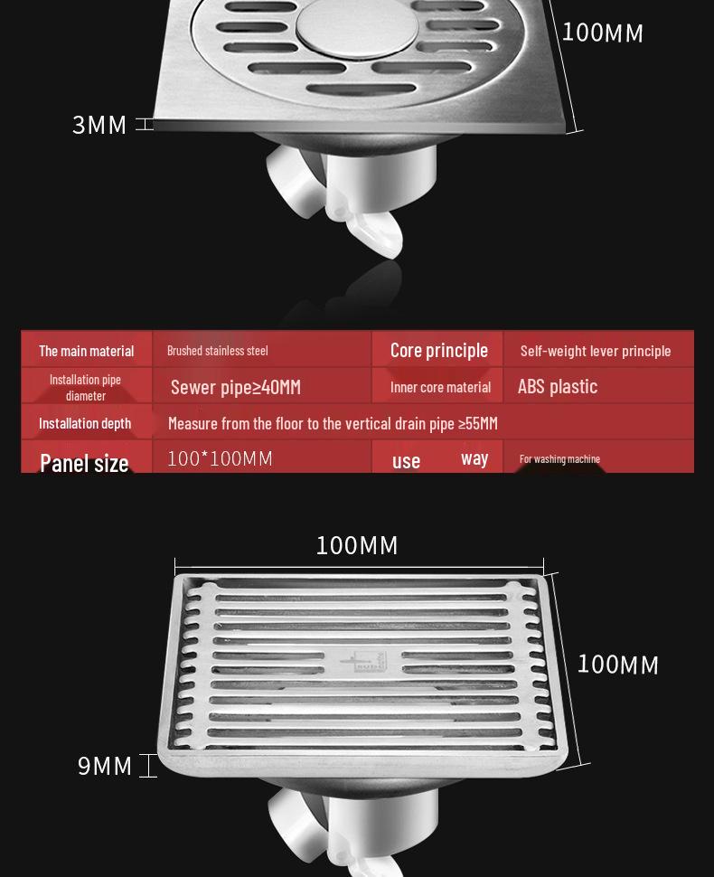 Нержавеющая сталь Ультратонкий Защита от запаха Подводный Душевой Пол Слив GF40-10B