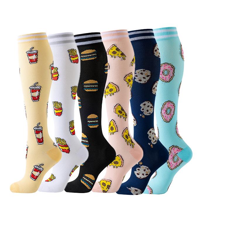 Осенние женские европейские и американские спортивные компрессионные гольфы до колена, высокоэластичные утягивающие гольфы для икр