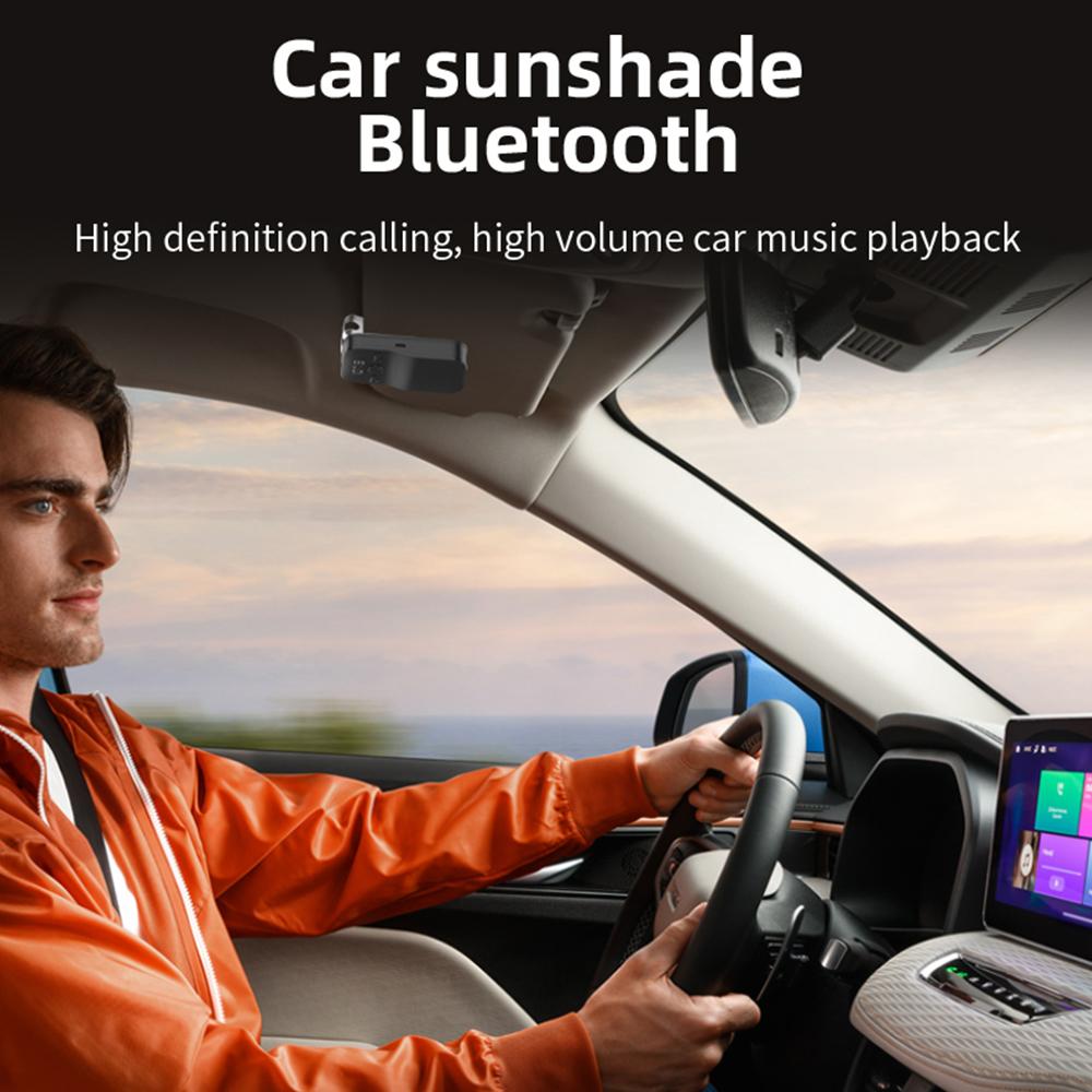 Bluetooth 5.4 Handsfree Car Kit HIFI Speaker Wireless Audio Receiver MP3 Music Player 1000Mah Noise Cancelling Sun Visor Clip