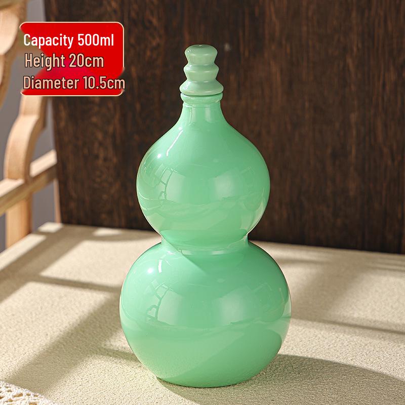 In Stock: 500ml Multicolor Imitation Porcelain Gourd Bottle with Hand Rope, Shoulder Strap & Accessories, Easy to Carry