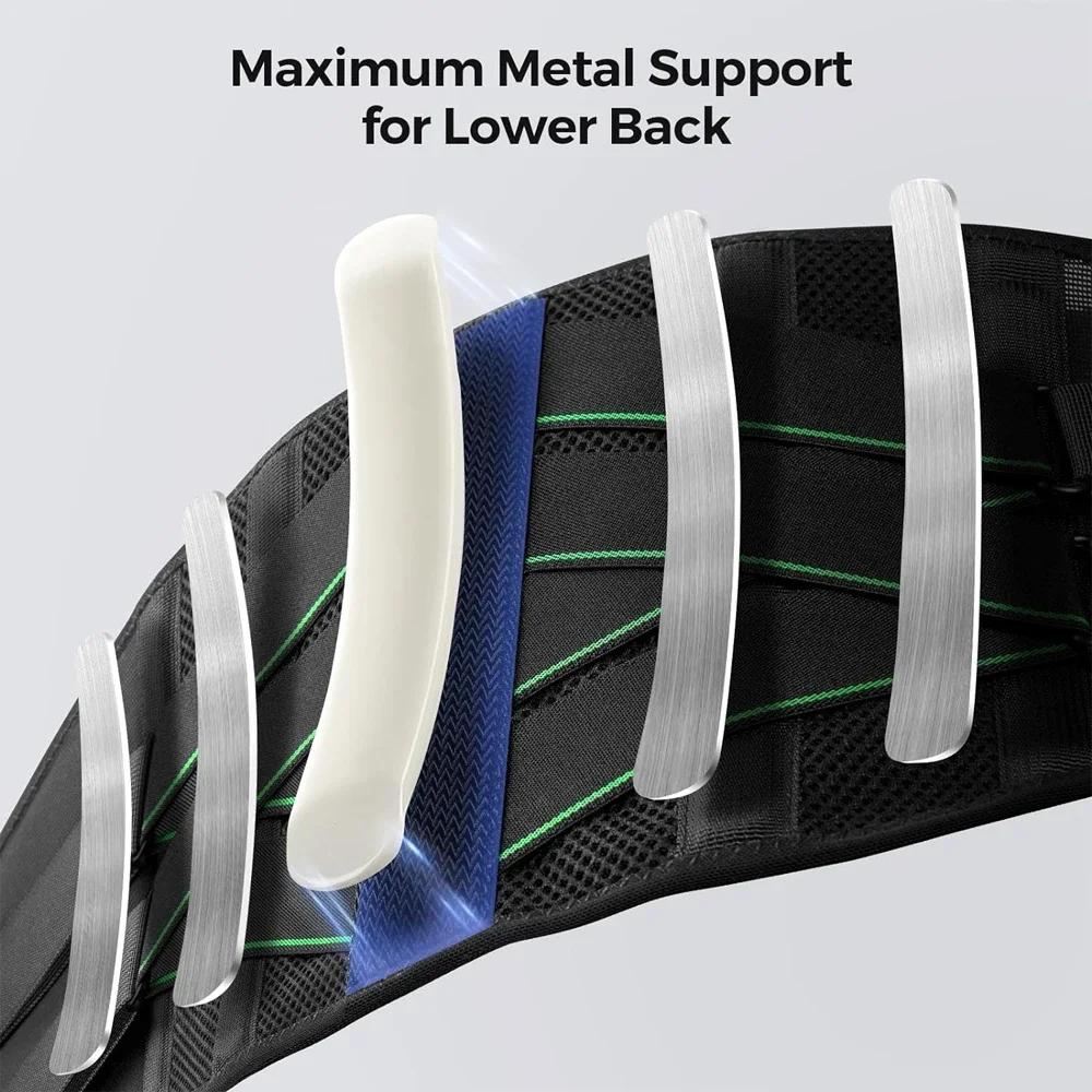 Эргономичный пояс для поддержки спины для мужчин и женщин при болях в пояснице с 7 металлическими ребрами жесткости, удобный бандаж для спины с мягкой 3D-подушкой