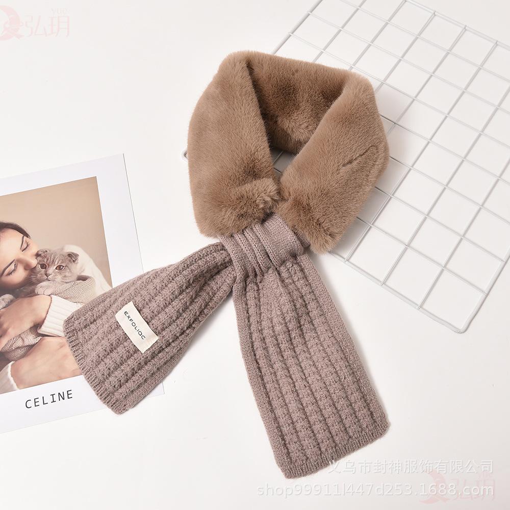 Women Plush Scarf Winter Windproof Warm Simple Solid Color Cross Neckerchief For Winter Coat Dress