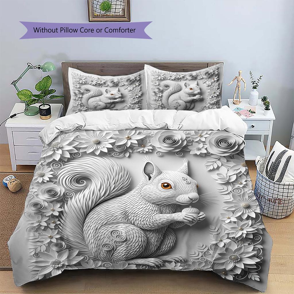 Relief Animals Pattern Bedding Quilt Set  Home Decoration  Gift (1 * duvet cover + 2 * pillowcase  without core)