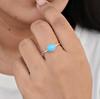 Кольцо с драгоценным камнем Аризонская бирюза, Ювелирное изделие из стерлингового серебра 925 пробы, Минималистичное кольцо-заявление ручной работы для женщин