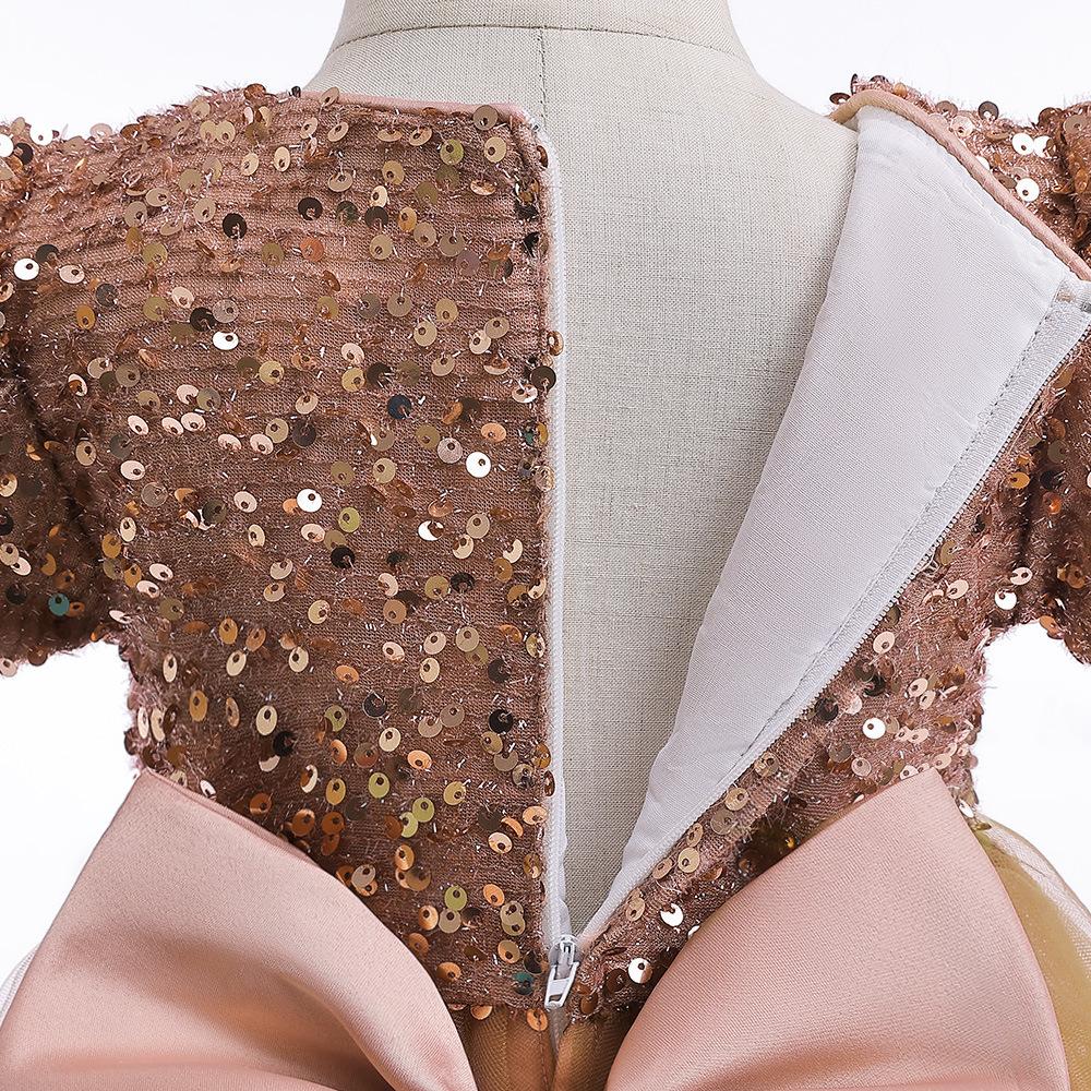 Великолепное детское платье с золотыми пайетками для вечеринки, свадебное платье подружки невесты, детское пышное платье, платье принцессы, одежда для маленьких девочек