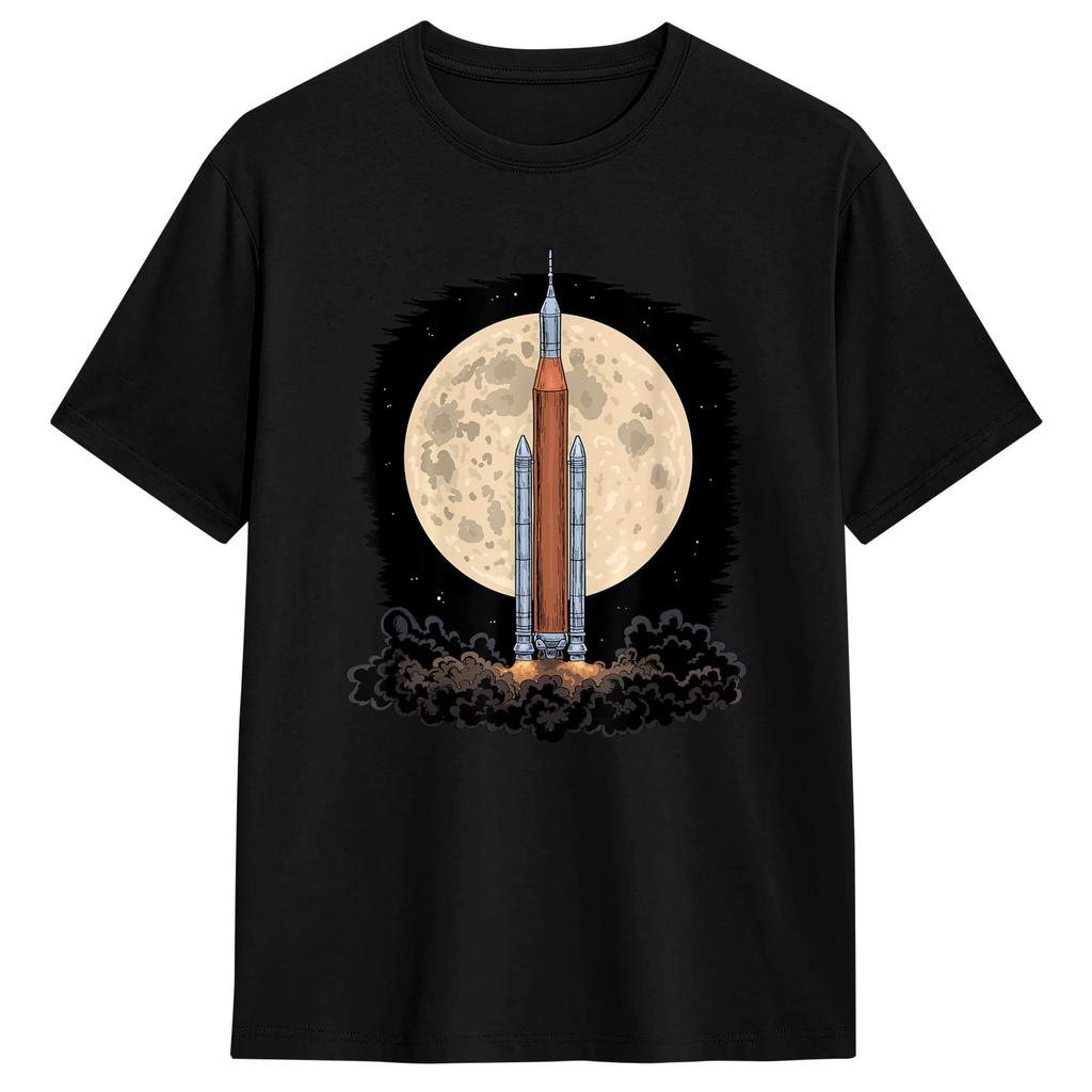 Artemis 1 SLS Rocket Launch Mission To The Moon And Beyond T Shirts Cotton Tops Short Sleeve Round Neck Tees Original TShirt