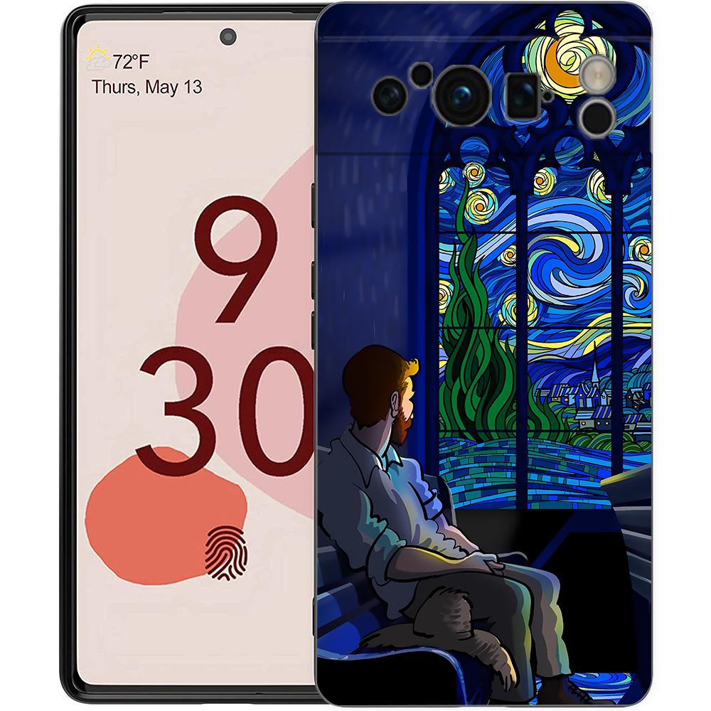 Ретро Чехол для телефона с картиной Ван Гога для Google Pixel 8 7 6 Pro 6A 7A 5G Мягкий Силиконовый Ударопрочный ТПУ Черный Чехол TPU Fundas