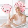 Shower Cap for Women Terry Lined Bath Cap Large Reusable Waterproof Elastic Band Pink Shower Caps for Long Thick Hair Soft Bath Shower Hair Caps