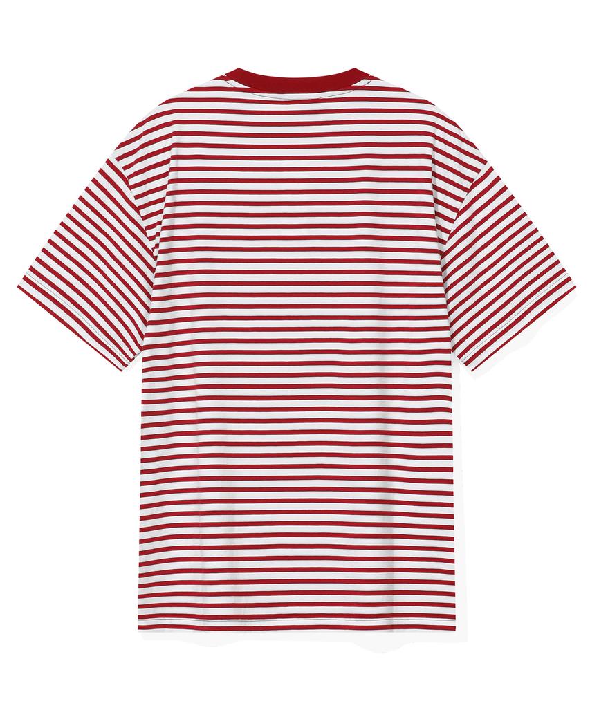 BEENTRILL Oval Wappen Striped T-Shirt (Red)