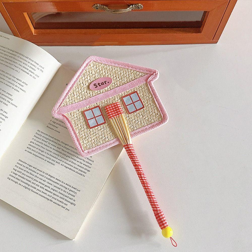 Cute Hand-Woven Fan Portable Decorative Handheld Fans Gift Hand Braided Fan Photo Prop