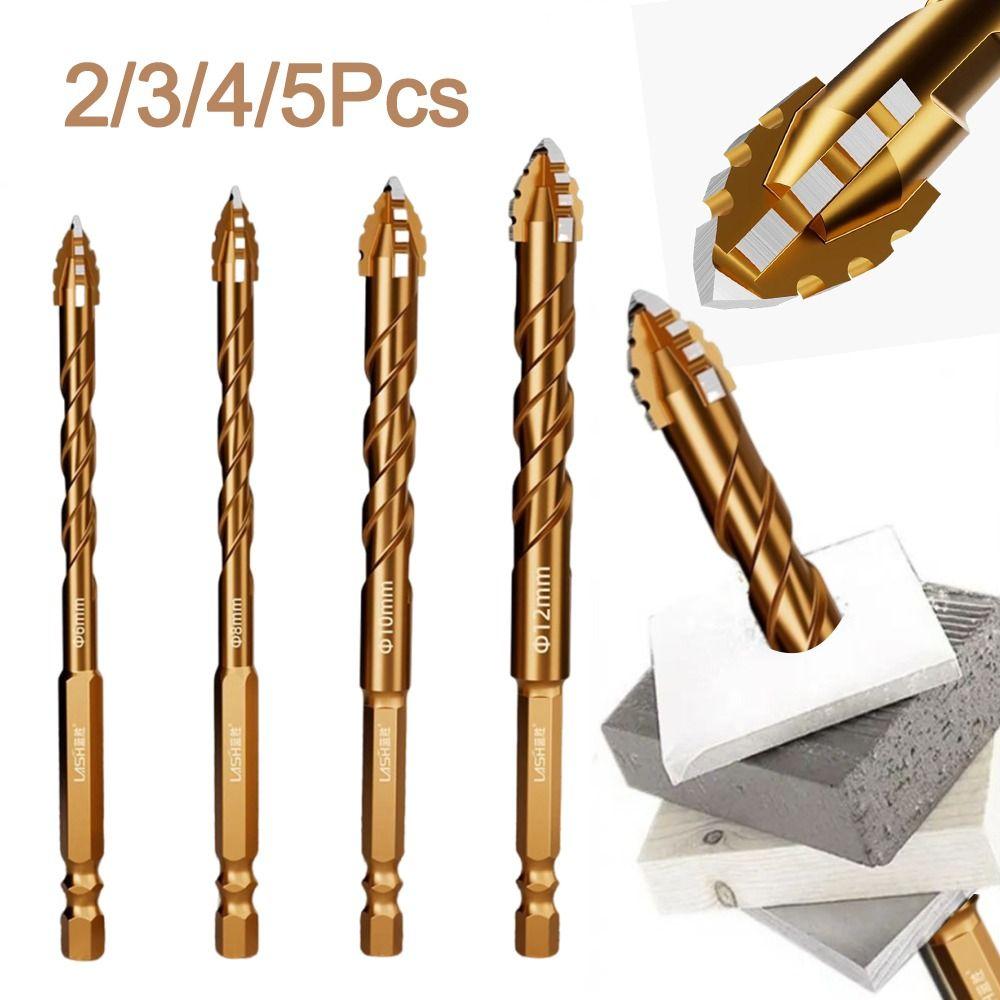 2/3/4/5Pcs Skewed Head Tile Drill Bit Four-Edged Concrete Drill Bit Set Drilling Tool