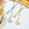 New Full-diamond Zircon Double Butterfly Forest Style Temperament Light Luxury Fashion Design Sweet Necklace