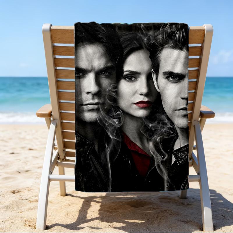 Ultra-Soft Beach Towel with Vampire Diaries Theme,Ideal for Pool - Camping, Diving - Perfect Travel Essential, Vibrant Beach Towel.