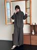 Комплект вязаной одежды в корейском стиле: Кардиган с высоким воротником + Широкие брюки для женщин, Осенне-зимний комплект из двух предметов
