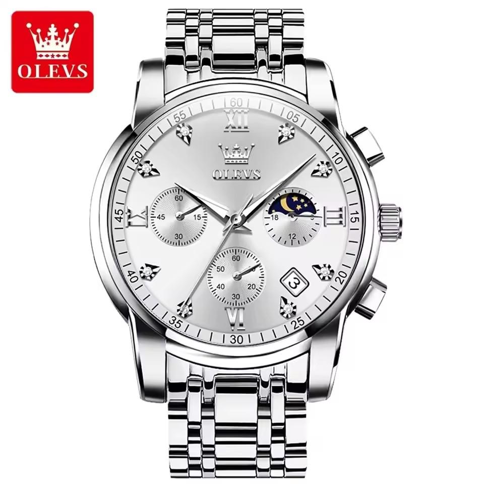 OLEVS 2858 Men Wrist Watch Band Logo Custom Watch Cool Date Analog Quartz Display with Stainless Steel Strap Men Watch 2026