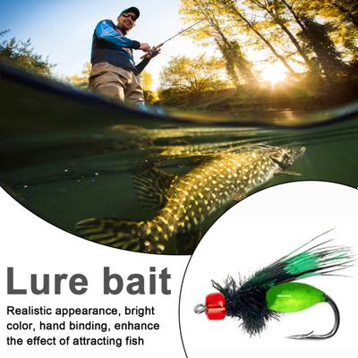 10 шт., бионическая приманка для ловли нахлыстом с острым крючком, реалистичная красочная приманка ручной работы с перьями, искусственная приманка, пресноводная соленая ловля окуня, форели