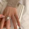 S кольцо из стерлингового серебра с большим цветком, кольцо с темпераментом тяжелой промышленности, преувеличенное, универсальное, открытое, для указательного пальца