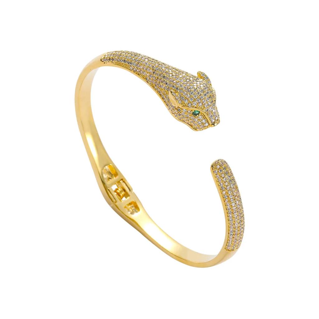 Хип-хоп Браслет с Леопардовым Принтом Медь Инкрустированный Цирконием Браслет Высококлассный Модный Браслет