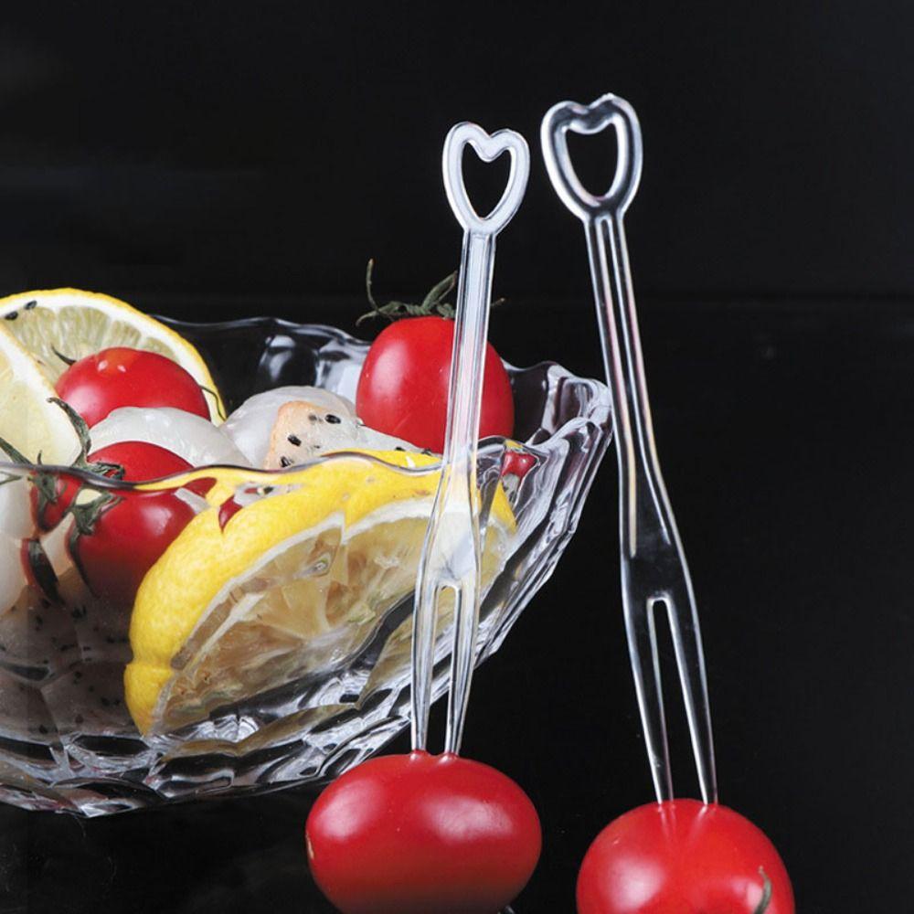 200 шт. одноразовые фруктовые шпажки в форме сердца независимая упаковка вилка для торта фруктовая зубочистка KTV