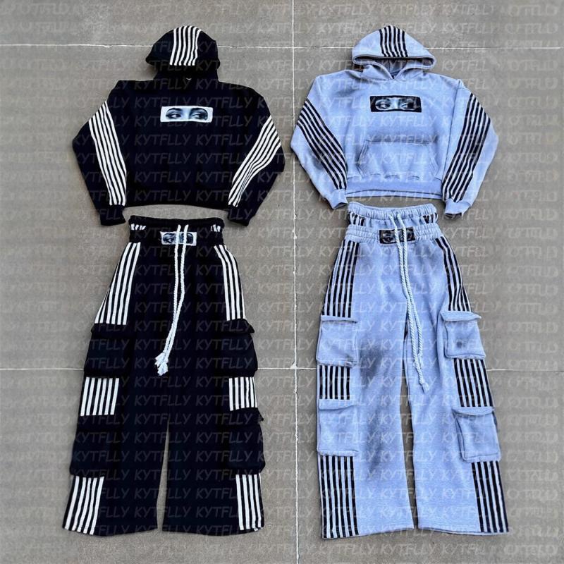 Европейская и американская ретро полосатая свободная унисекс уличная хип-хоп толстовка с вышивкой патча