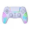 Bluetooth Wireless Controller Dual Vibration Gamepad Gaming Console Controller for PS4 Controller Joystick Luminous Handle(White)