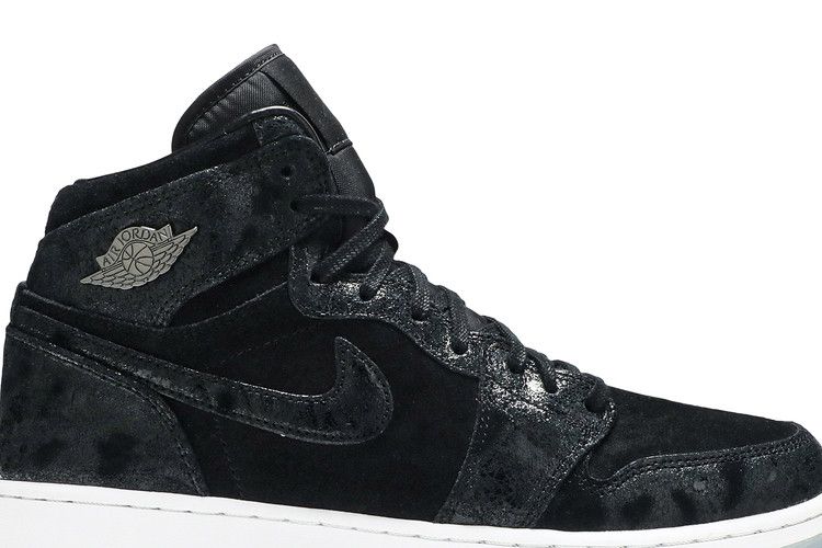 Kids' Sneakers Jordan 1 Retro High Heiress Black Suede (GS) Black/Black-White-Gym Red