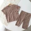 Girls Soft and Comfortable Floral Set Summer Short Sleeve Top + Shorts Thin Comfortable Home Two-piece Set