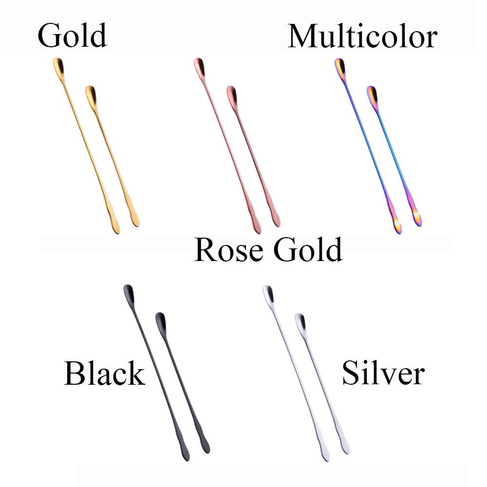 Ice Cream Long Handle Rainbow Stir Spoon Dessert Scoop Stainless Steel Tableware Dinnerware
