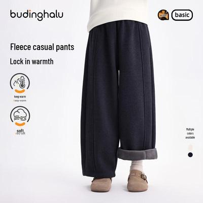 Женские утолщенные флисовые широкие спортивные штаны Buding Halu