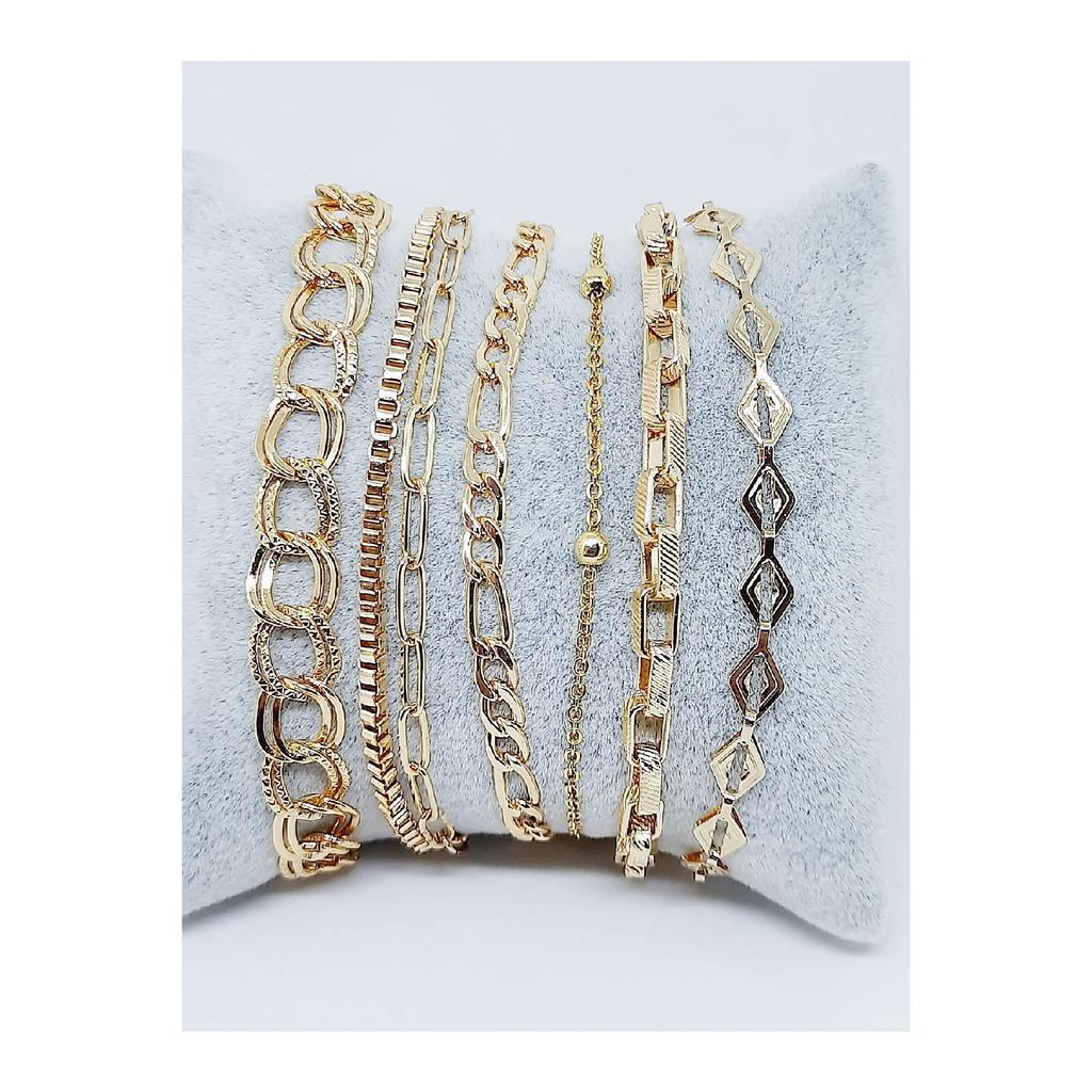 Набор из 10 серебряных браслетов-цепочек