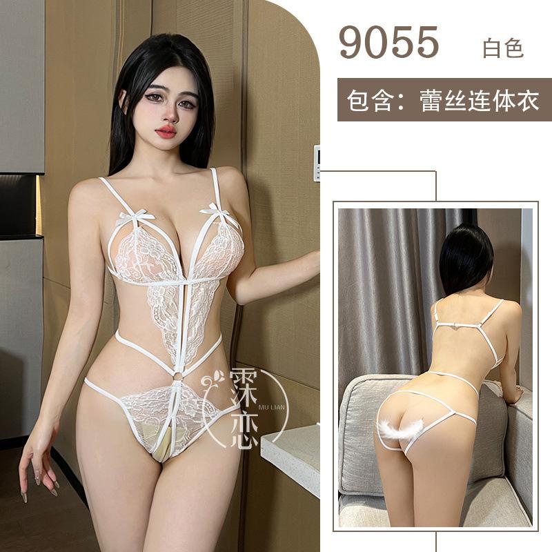 Sexy Lingerie Lace Hot Three-point Sexy One-piece Lingerie Temptation Hollow Open Gear Free Uniform