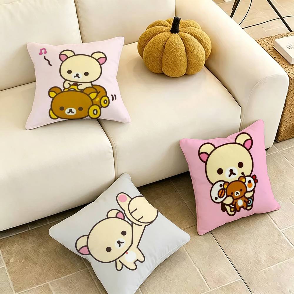 Funny Rilakkuma Bbear Square DoubleSided printed Pillow Case Bedroom Bedside Pillow Sofa Cushion Cover Gift