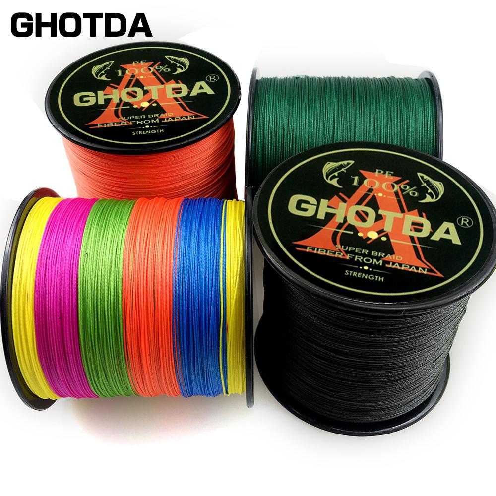 GHOTDA 4-х прядная леска, плетеная полиэтиленовая леска 500 м, мультифиламентная леска 10-120 фунтов, шнур для ловли карпа