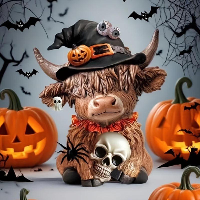 Highland Cow Figurines Resin Figurine Brown Cattle Statue Resin Table Shelf Decor For Bookshelf Home Apartment Desktop Bedroom