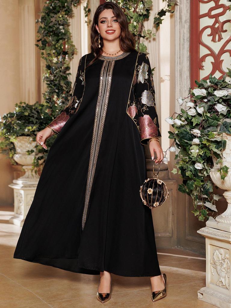 AB415 Дубайское платье: Платье-кафтан с пайетками для женщин