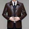 Men's Autumn and Winter Genuine Leather Jackets Men's Sheepskin Middle-aged Dad Wear Lapel Leather Jackets