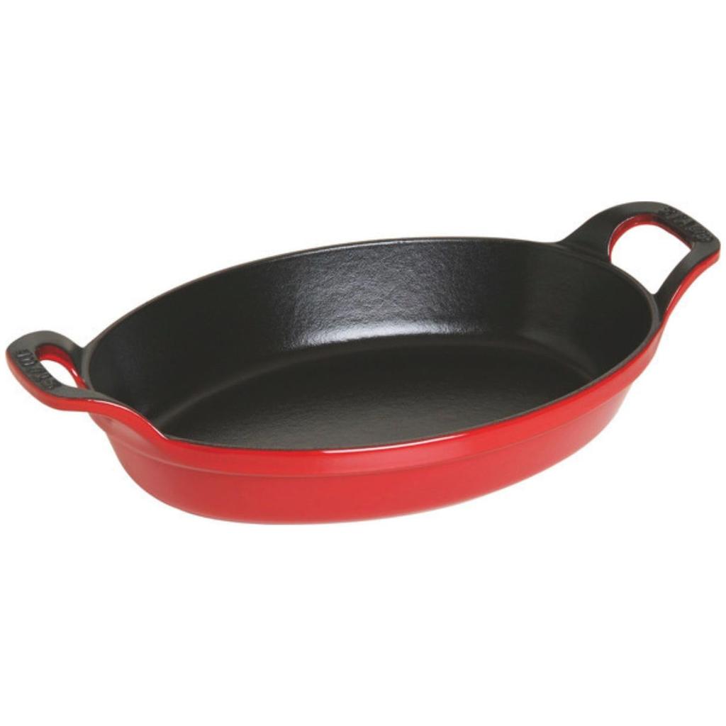 Staub Stackable Dish Cherry Enamel Iron Gratin Dish Japanese Dish "Oval 24cm" [Authorized Product] 40509-897