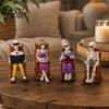 Durable Resin Skeleton Ornament Halloween Figurine, Sitting On Rocking Chair Statue, Drinking Novelty Reading Figurine Coffee Crocheting Tabletop for