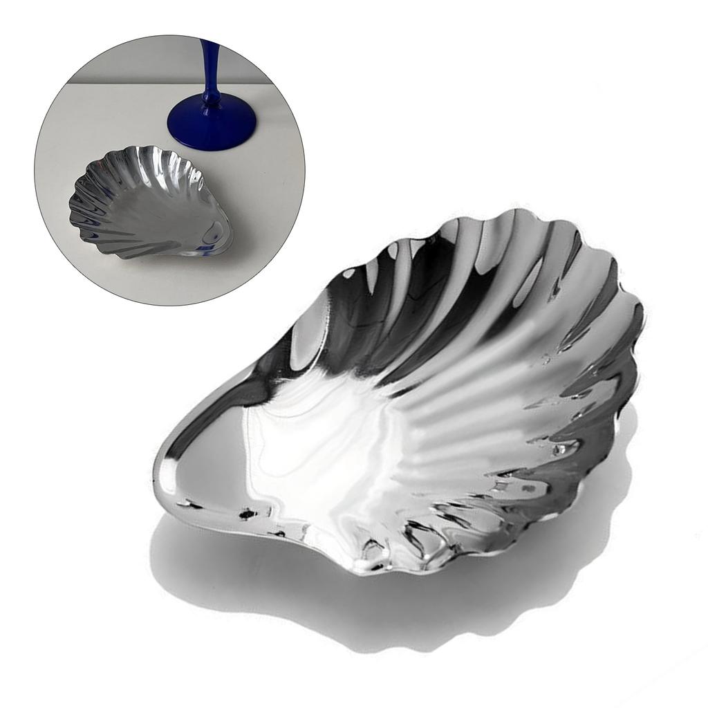 Поднос для закусок в форме ракушки из нержавеющей стали, тарелка для украшений для элегантной сервировки и компактного хранения, кухонная столовая посуда