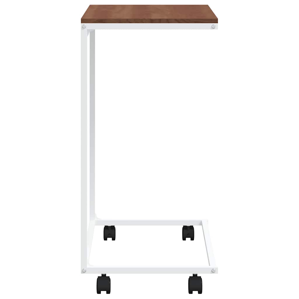 Side Table with Casters White 55 x 35 x 70 cm Engineered Wood