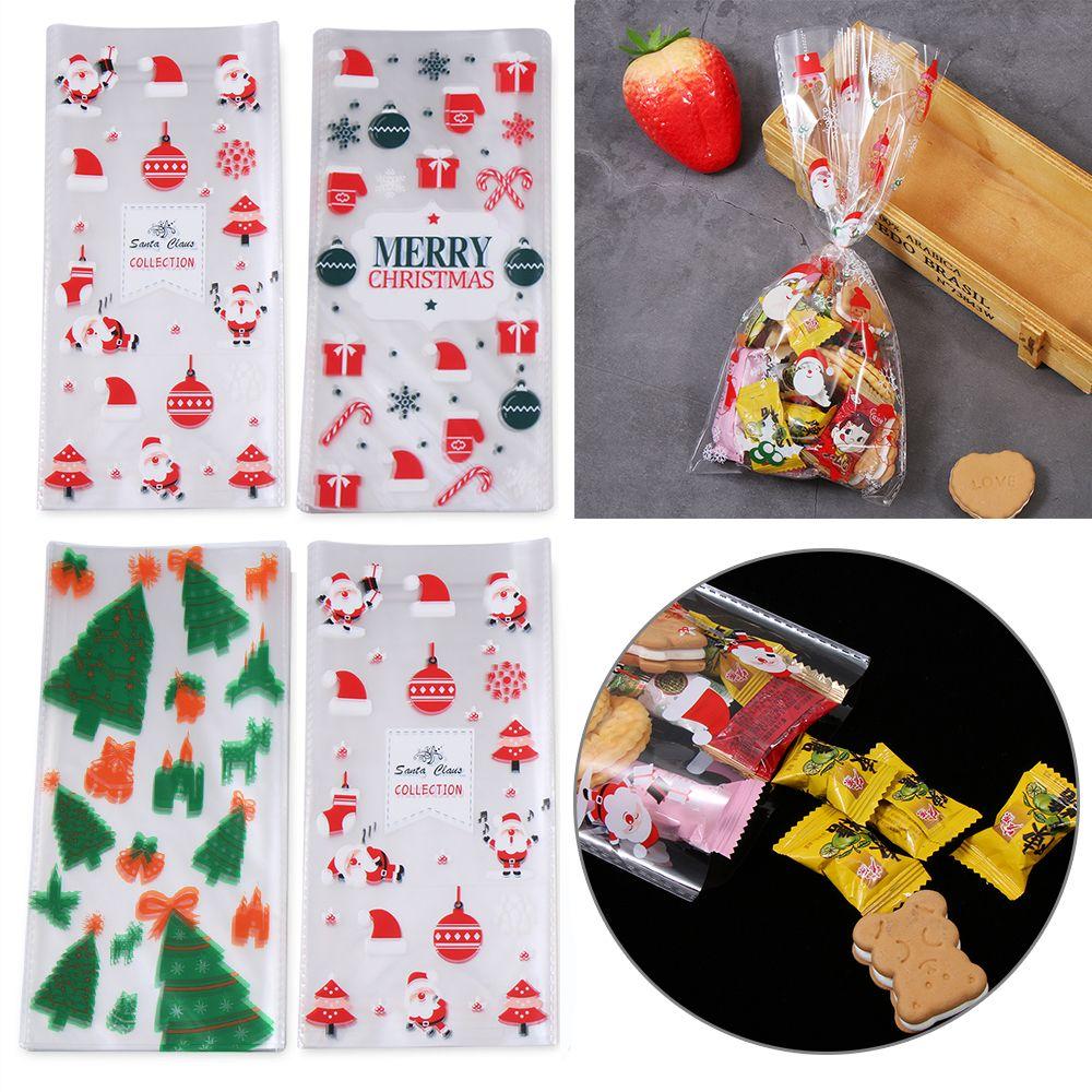 Wedding Favors Santa Claus Snowman Cookies Storage Cellophane Baking Packaging Christmas Candy Bags