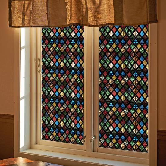 Yousheng Винтажная наклейка из витражного стекла Съемная Водонепроницаемая Статическая наклейка на окно Дом Офис Комната Церковь Декоративная Конфиденциальная Оконная пленка