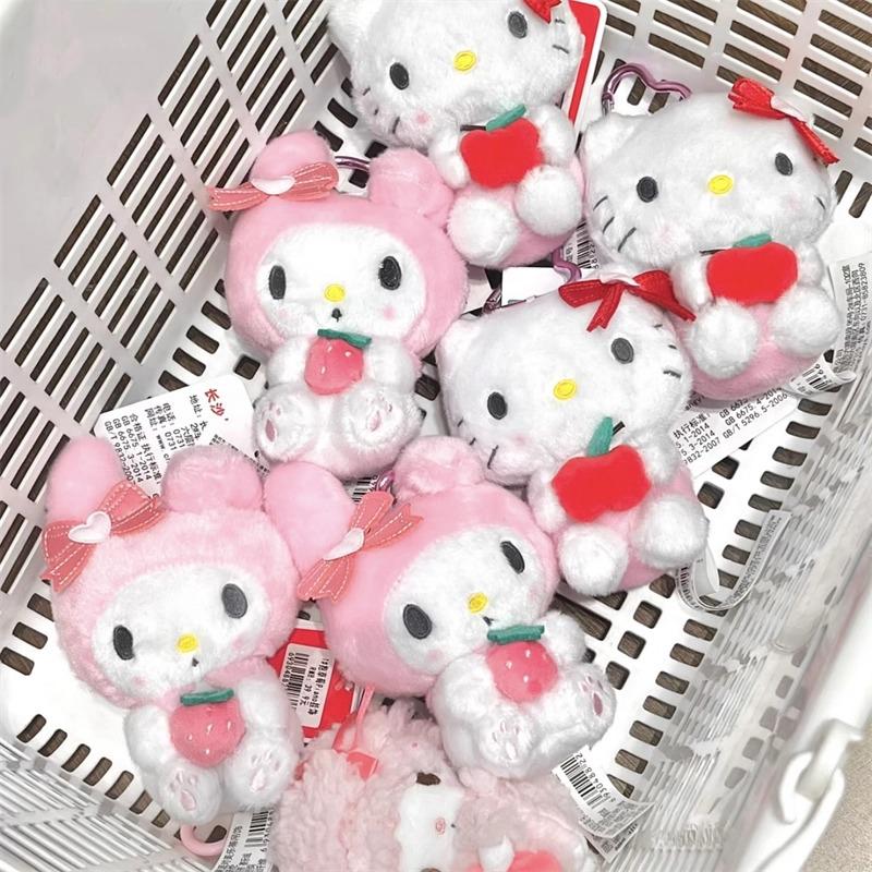 Hello Kitty Kuromi Melody Cinnamoroll Stuffed Toys Pendant Cute Plush Toys Keyring Anime Keychain Birthday Christmas Gift