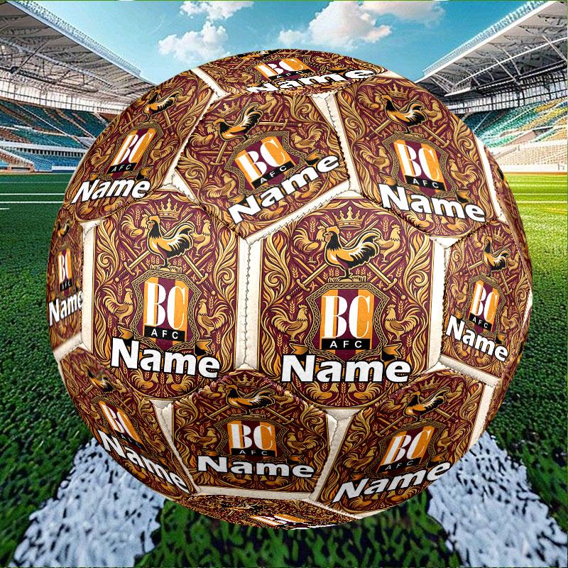 Custom Name Personalized Bradford City AFC Print Size 5 Soccer Ball Training & Match Football, for Team, Kicking, Gift for Football Enthusiasts