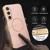 For Samsung Galaxy S25 Phone Case Carbon Fiber Textured Electroplated TPU Back Cover